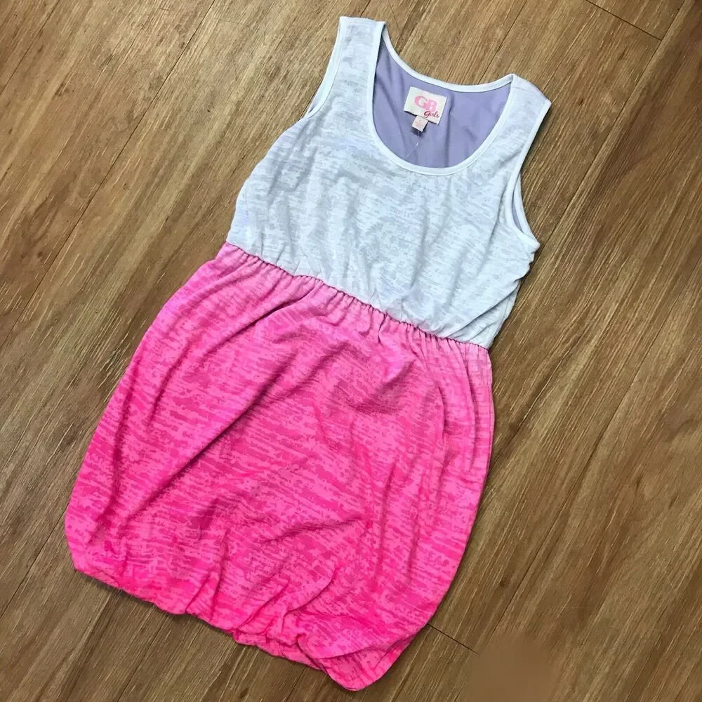 GB Girls Dress Size Large‎ Pink White Bubble Tank Knit NEW